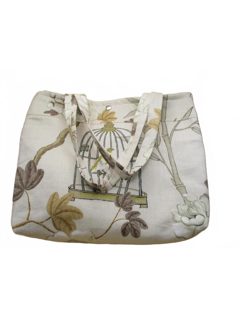 Vintage Birdcage Tapestry Canvas Tote Bag Shoulder Purse